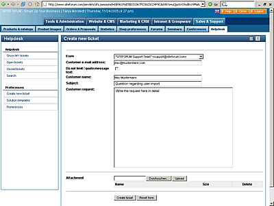 SITEFORUM Helpdesk