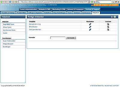 SITEFORUM Helpdesk